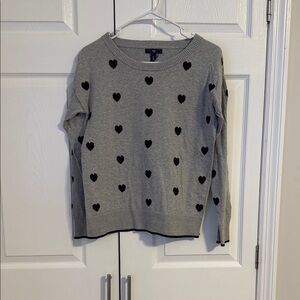 GAP Gray Sweater with Black Heart Pattern